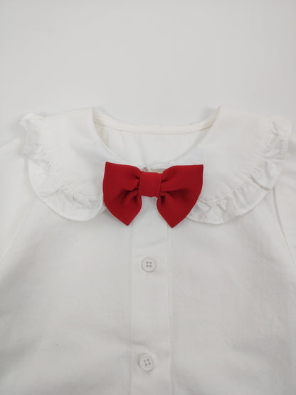 Red Noeud Papillon with Large Collar White Shirt