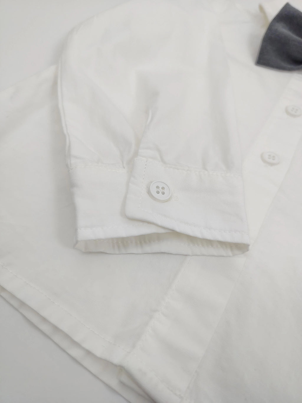 White Teddy Bear Shirt with Gray Noeud Papillon