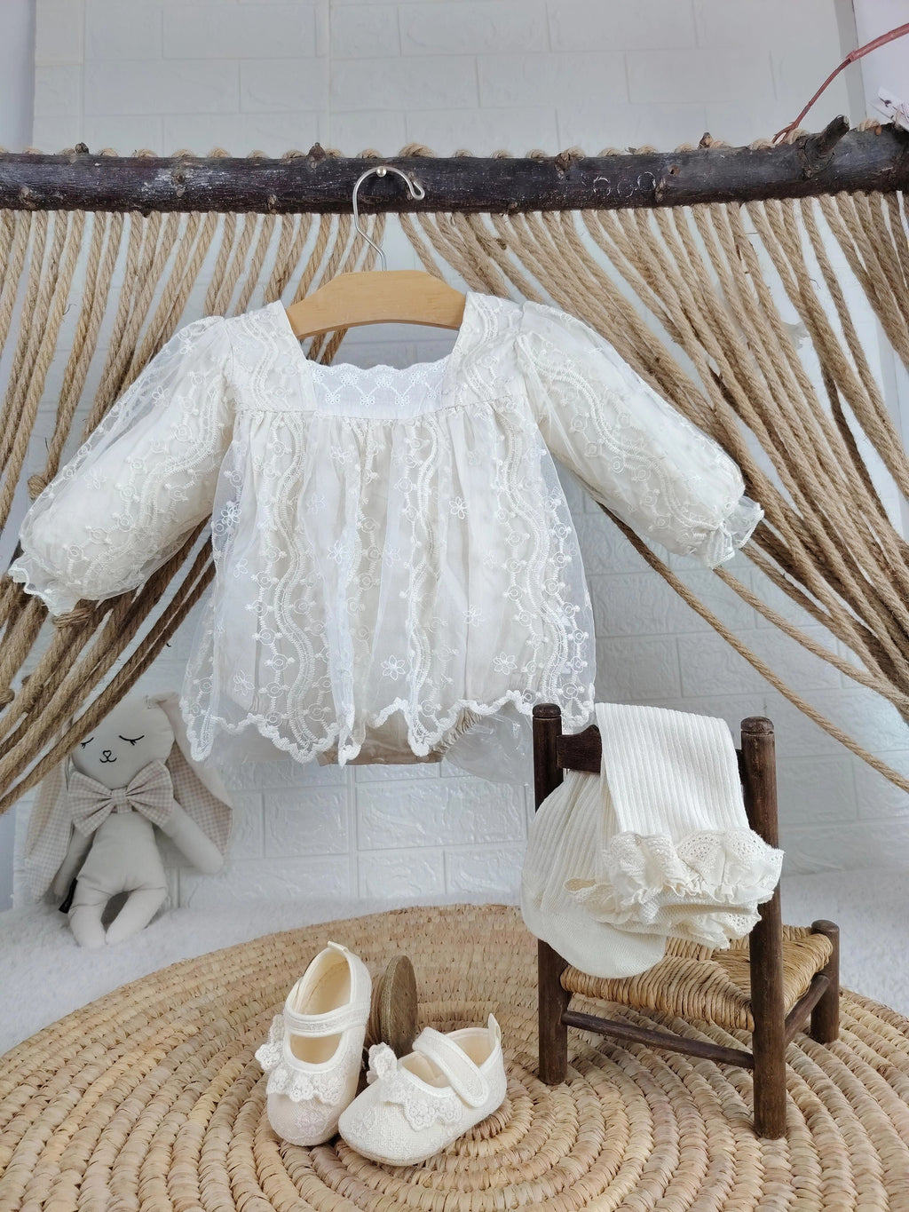 Beige Ruffle Romper