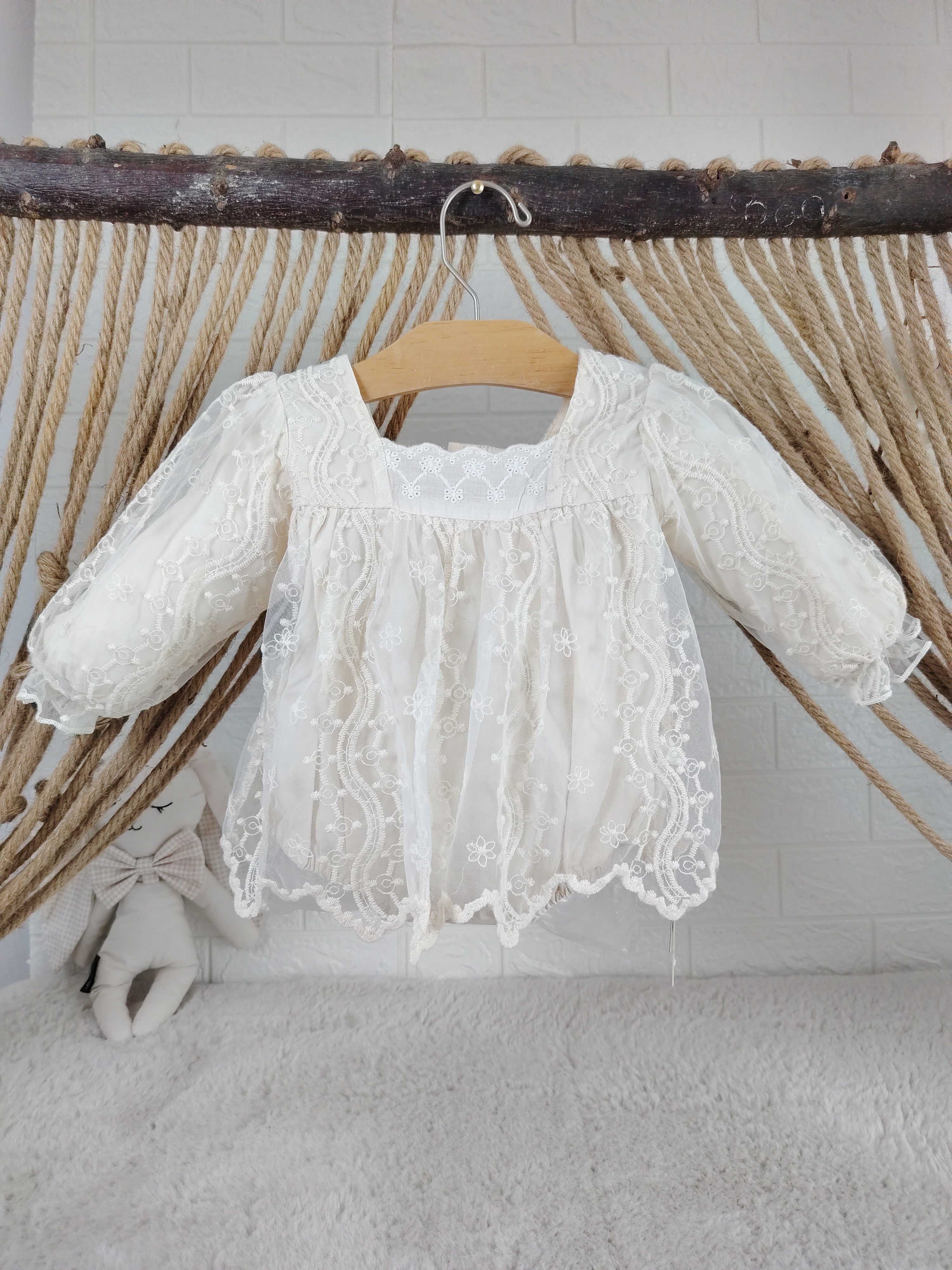 Beige Ruffle Romper