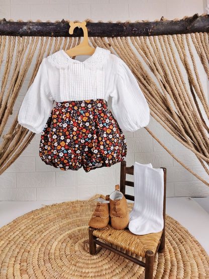 White & Red Salopette 2 Pcs Set