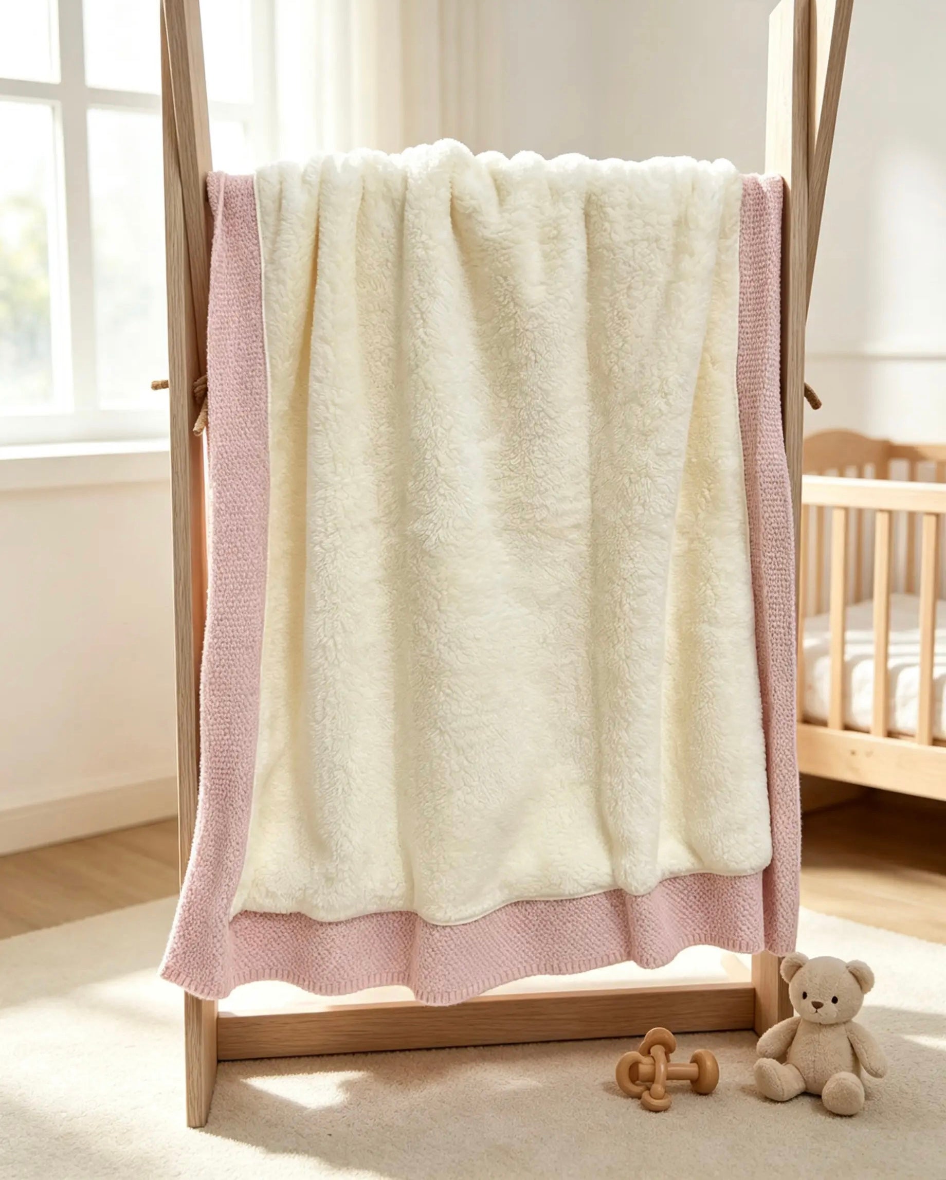 Powder Pink Thick Wool Fur Inside Blanket