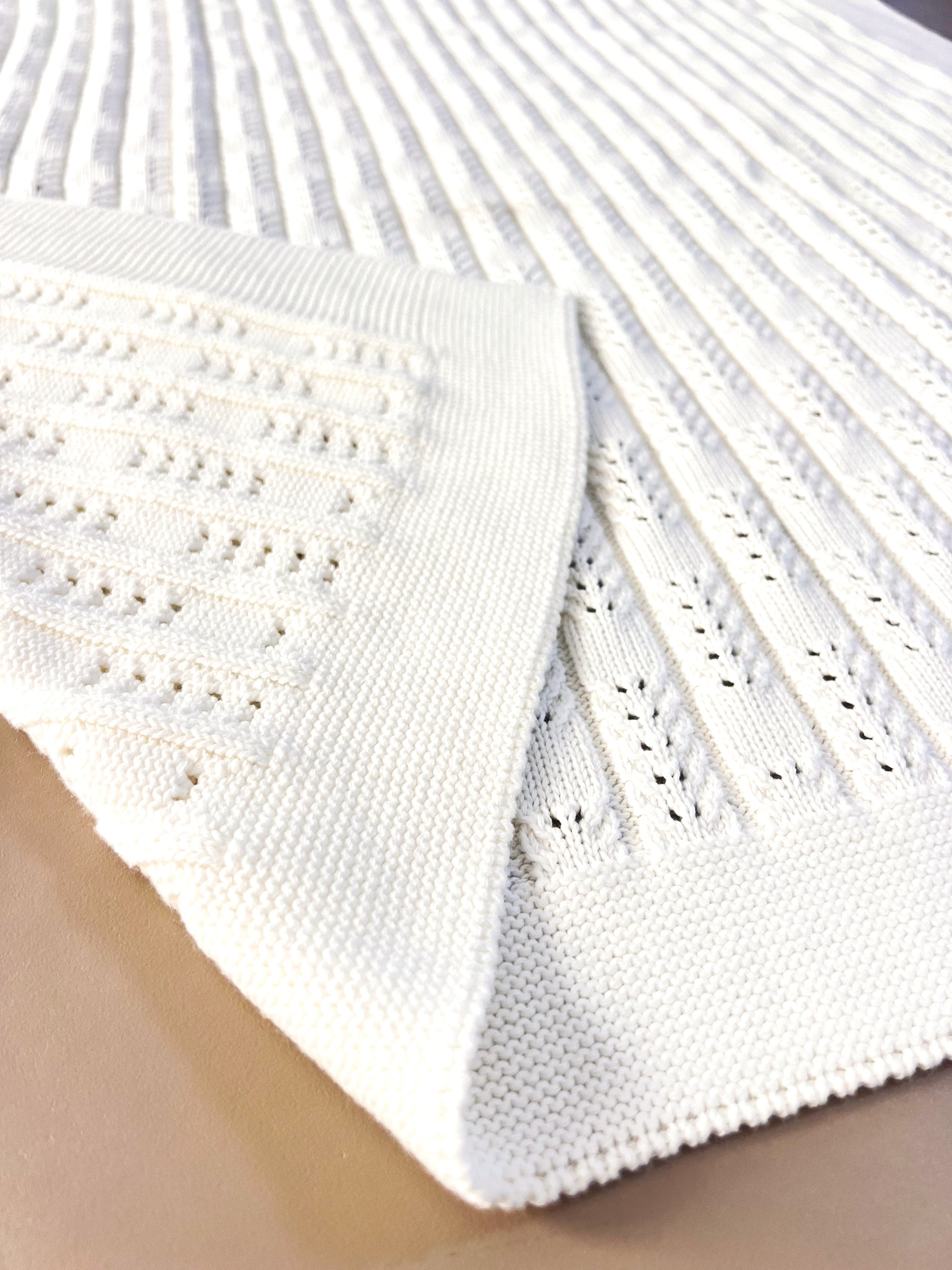 100% Off-White Knitted Cotton Blanket