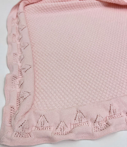 100% Pink Knitted Cotton Blanket