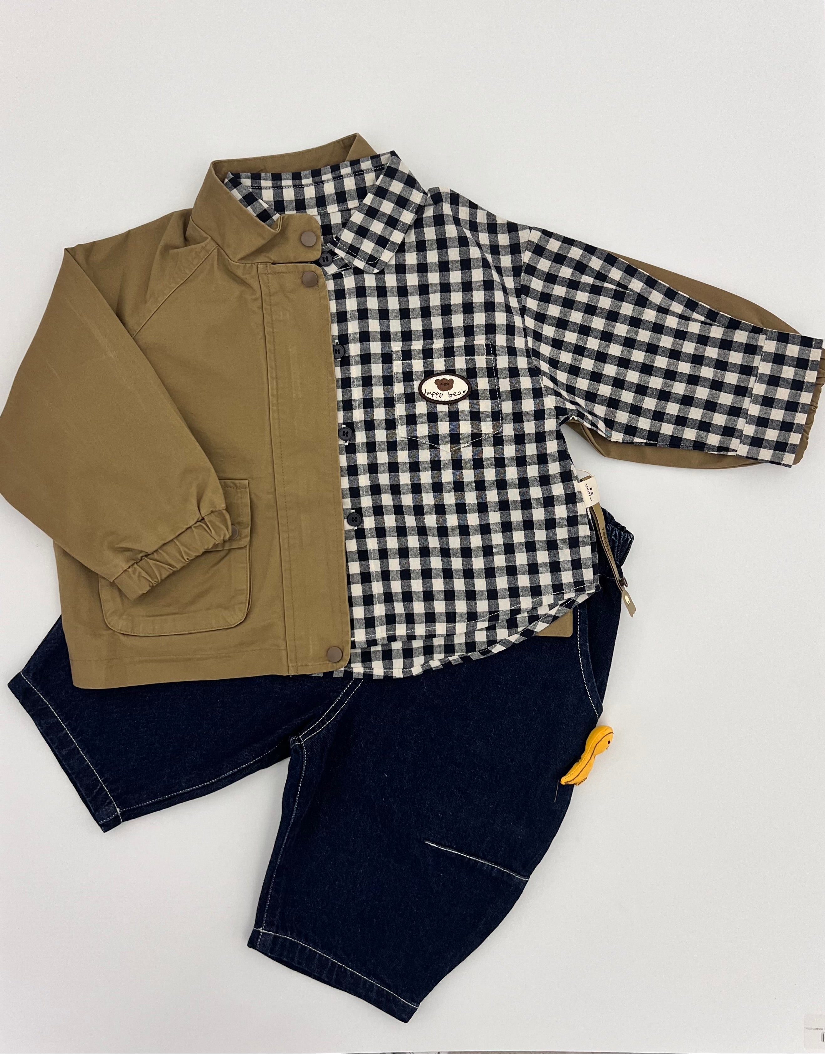 Navy & White Oversize Checked Shirt