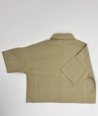 Beige Oversize Short Sleeve Shirt
