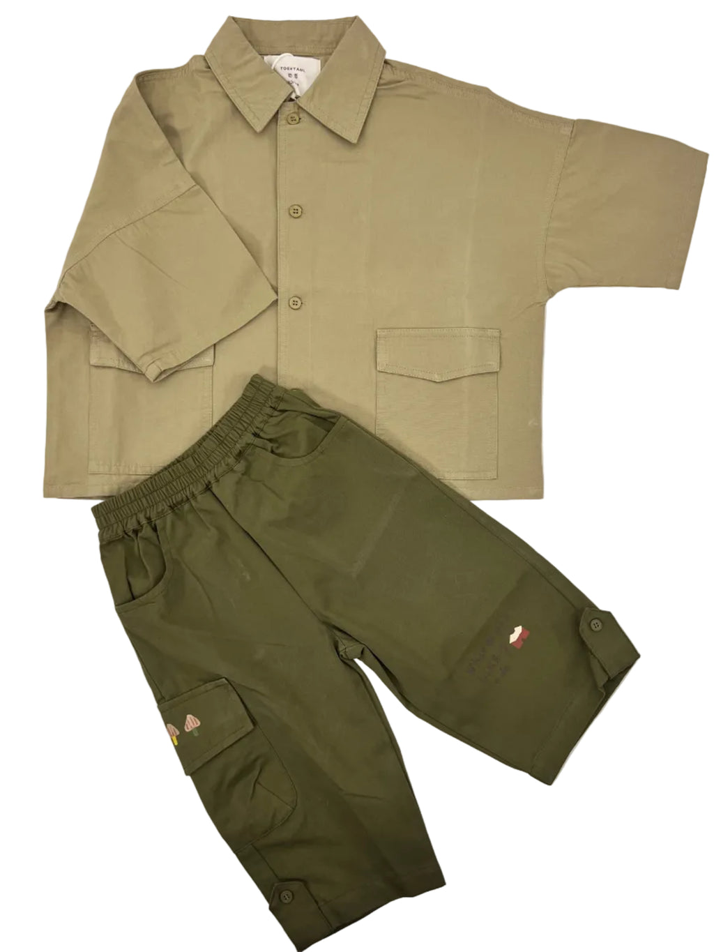 Beige Oversize Short Sleeve Shirt