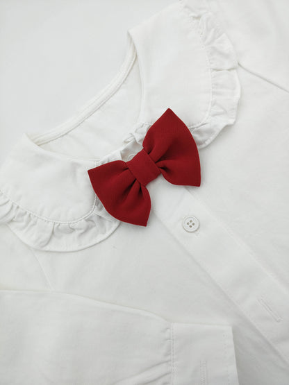 Red Noeud Papillon with Large Collar White Shirt