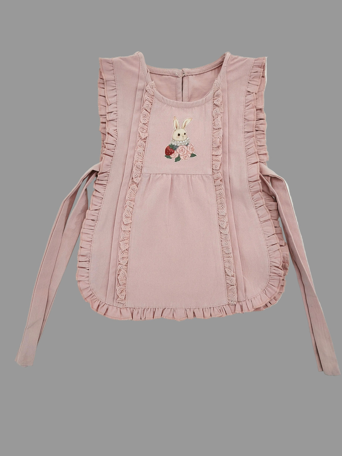 Pink Apron Off White Dress