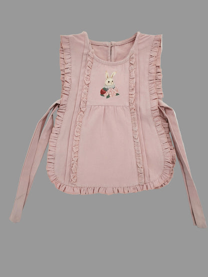 Pink Apron Off White Dress