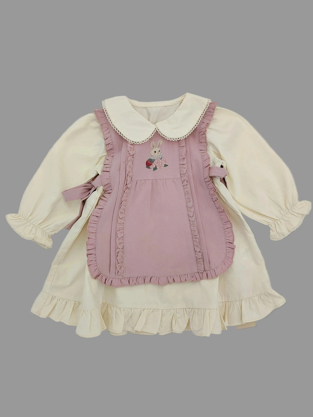 Pink Apron Off White Dress