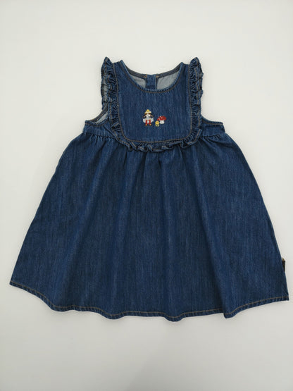 Little Mushroom Girl Blue Denim Dress