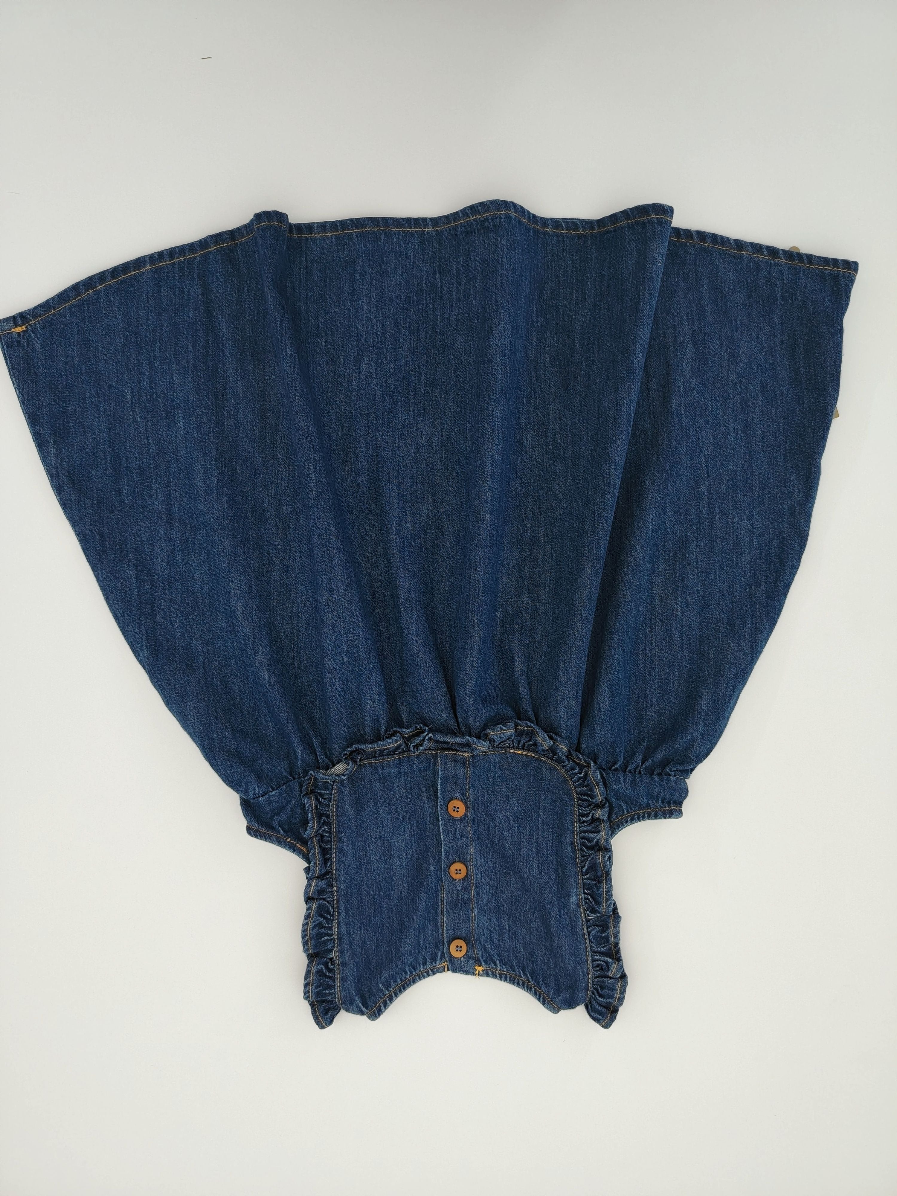 Little Mushroom Girl Blue Denim Dress
