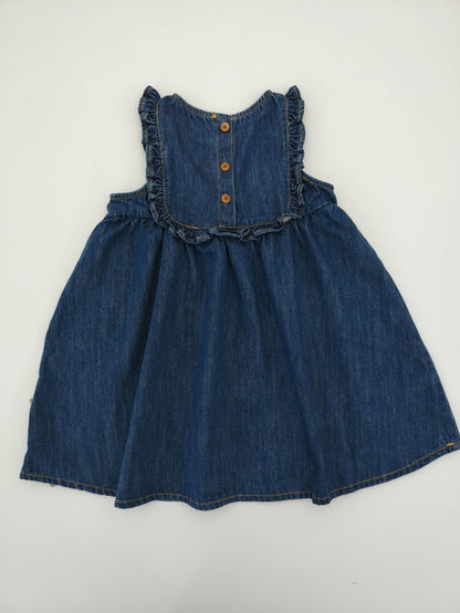 Little Mushroom Girl Blue Denim Dress