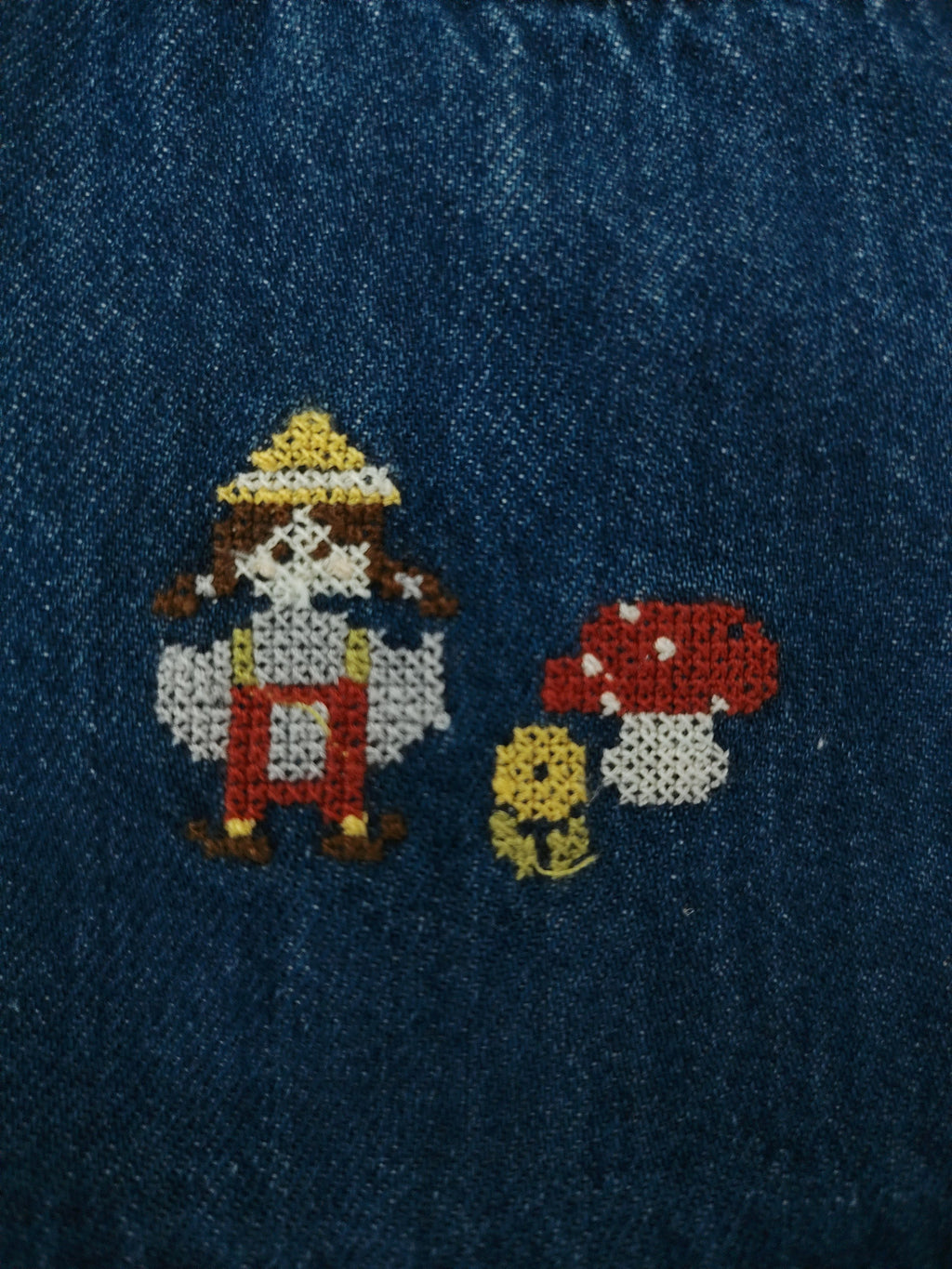 Little Mushroom Girl Blue Denim Dress