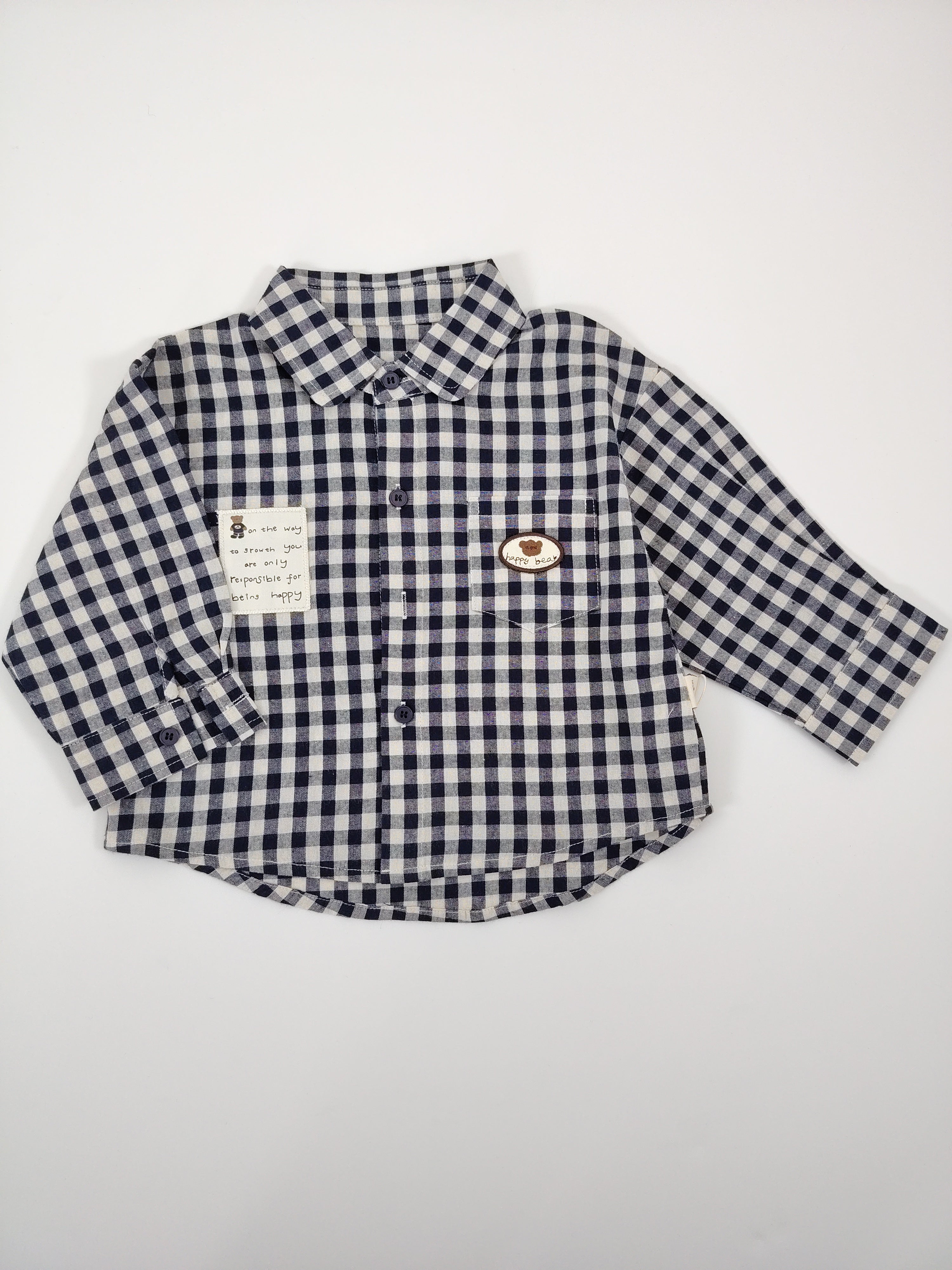Navy & White Oversize Checked Shirt