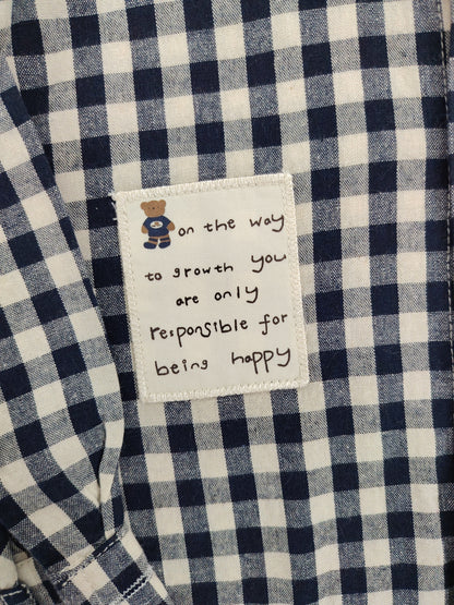 Navy & White Oversize Checked Shirt