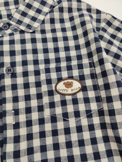 Navy & White Oversize Checked Shirt