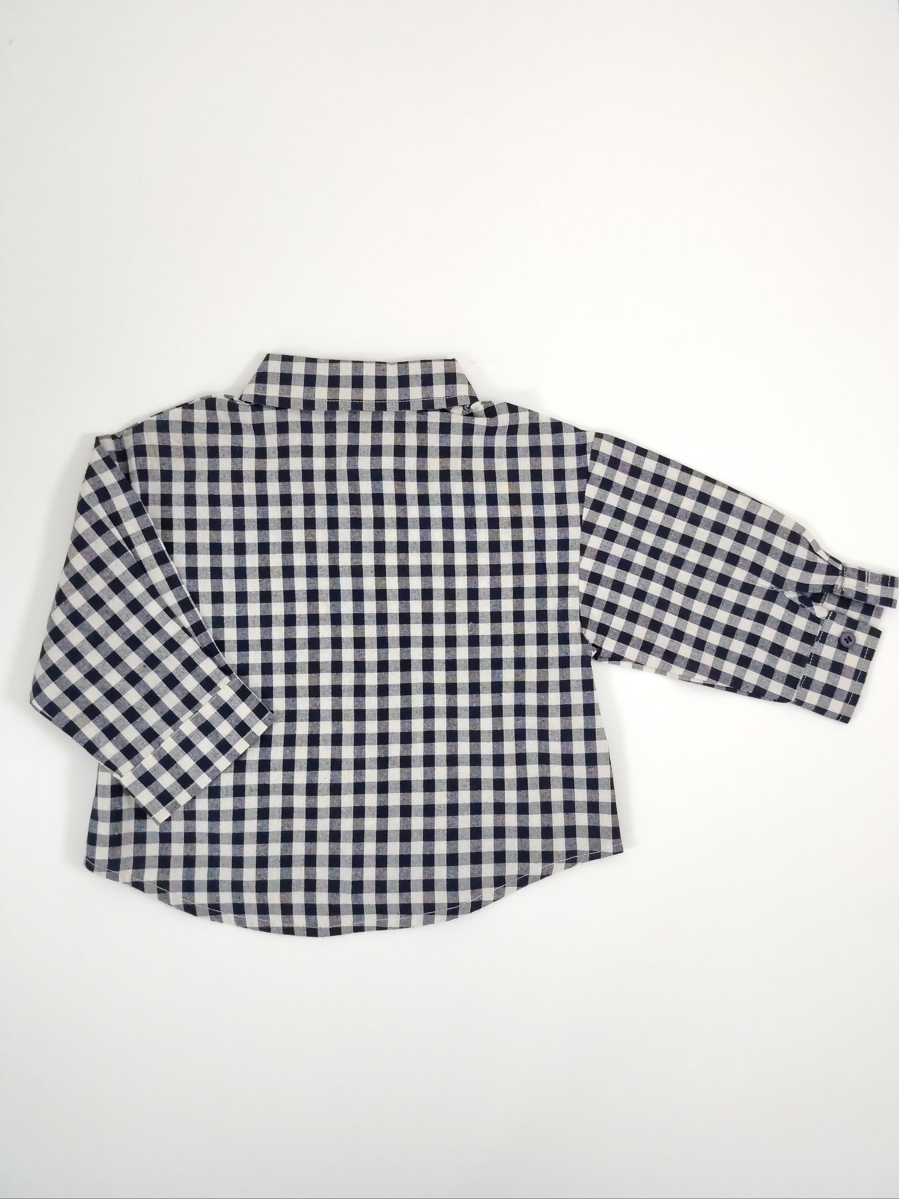 Navy & White Oversize Checked Shirt