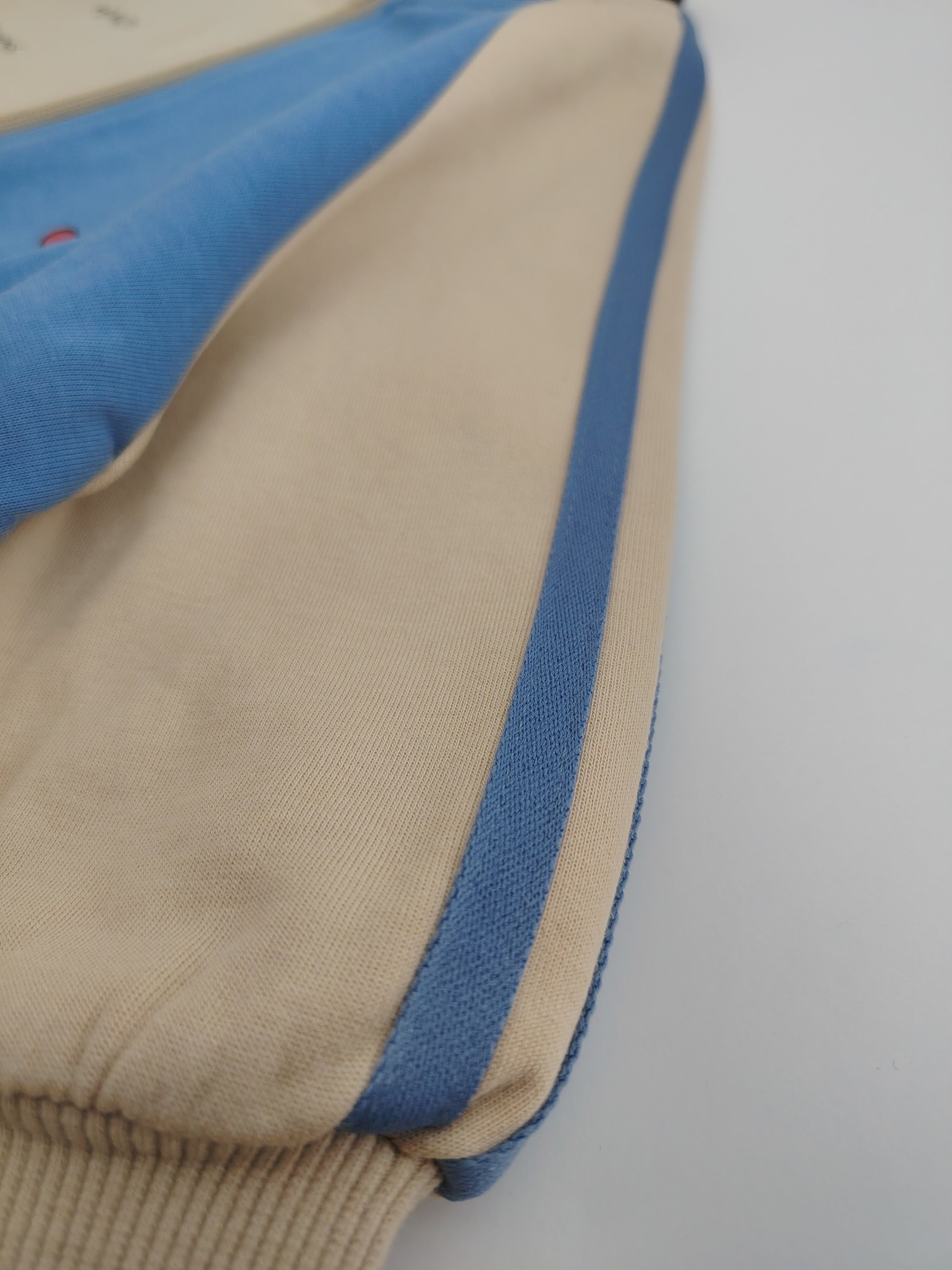 Beige & Blue Oversized Jacket