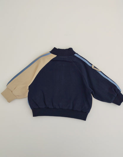 Beige & Blue Oversized Jacket