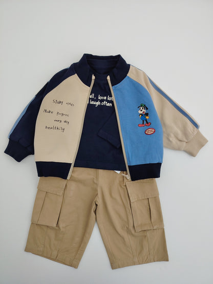 Beige & Blue Oversized Jacket