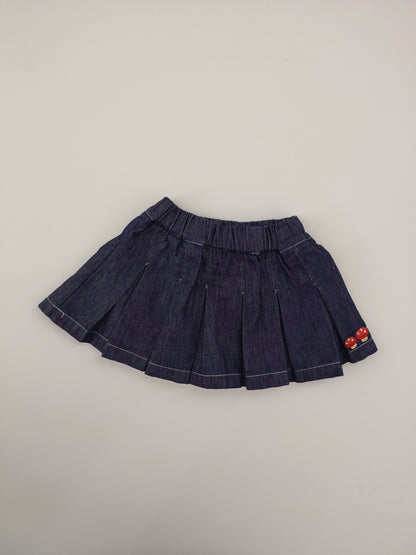 Accordion Dark Blue Jeans Skirt
