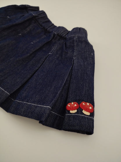 Accordion Dark Blue Jeans Skirt