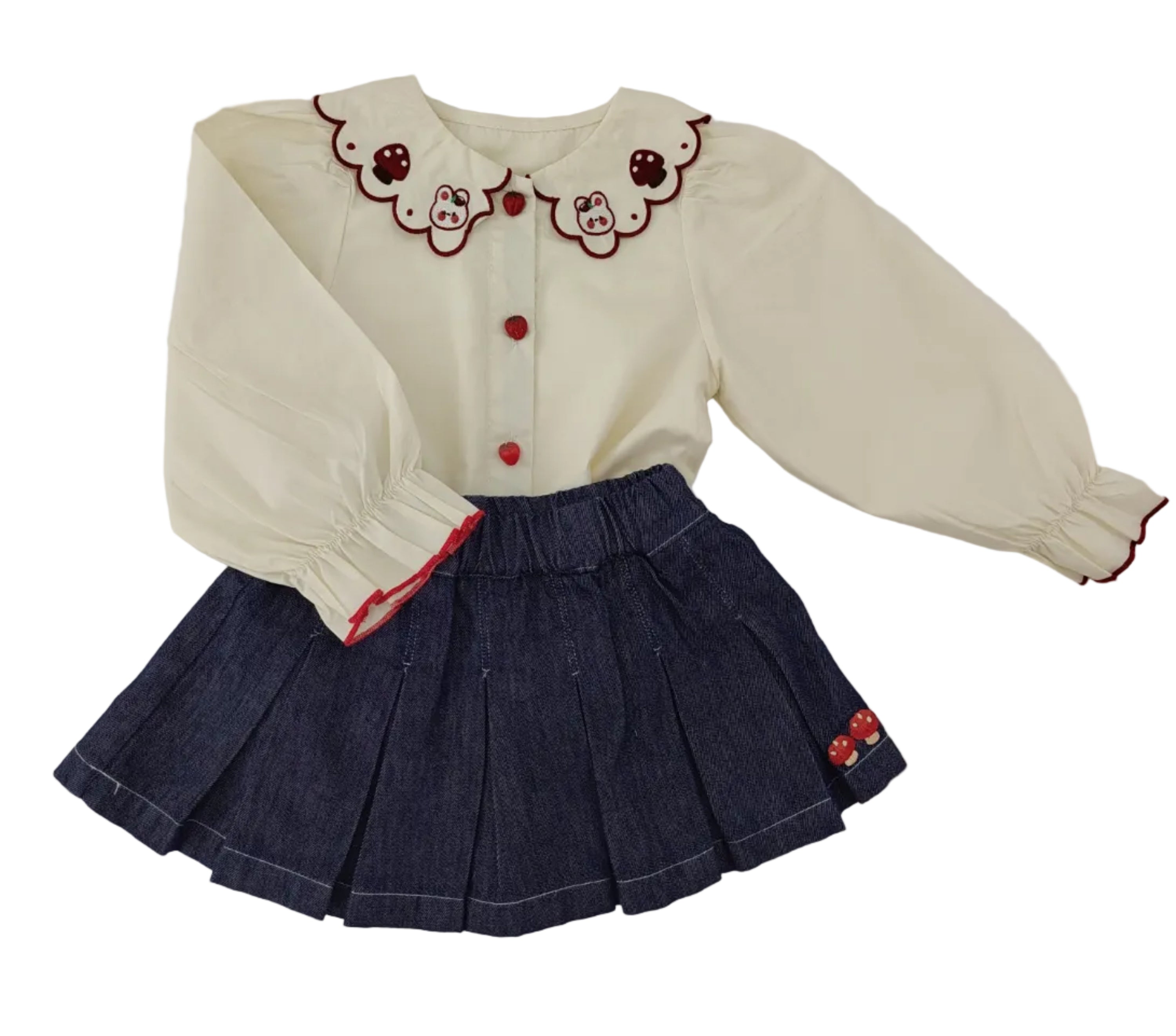 Accordion Dark Blue Jeans Skirt