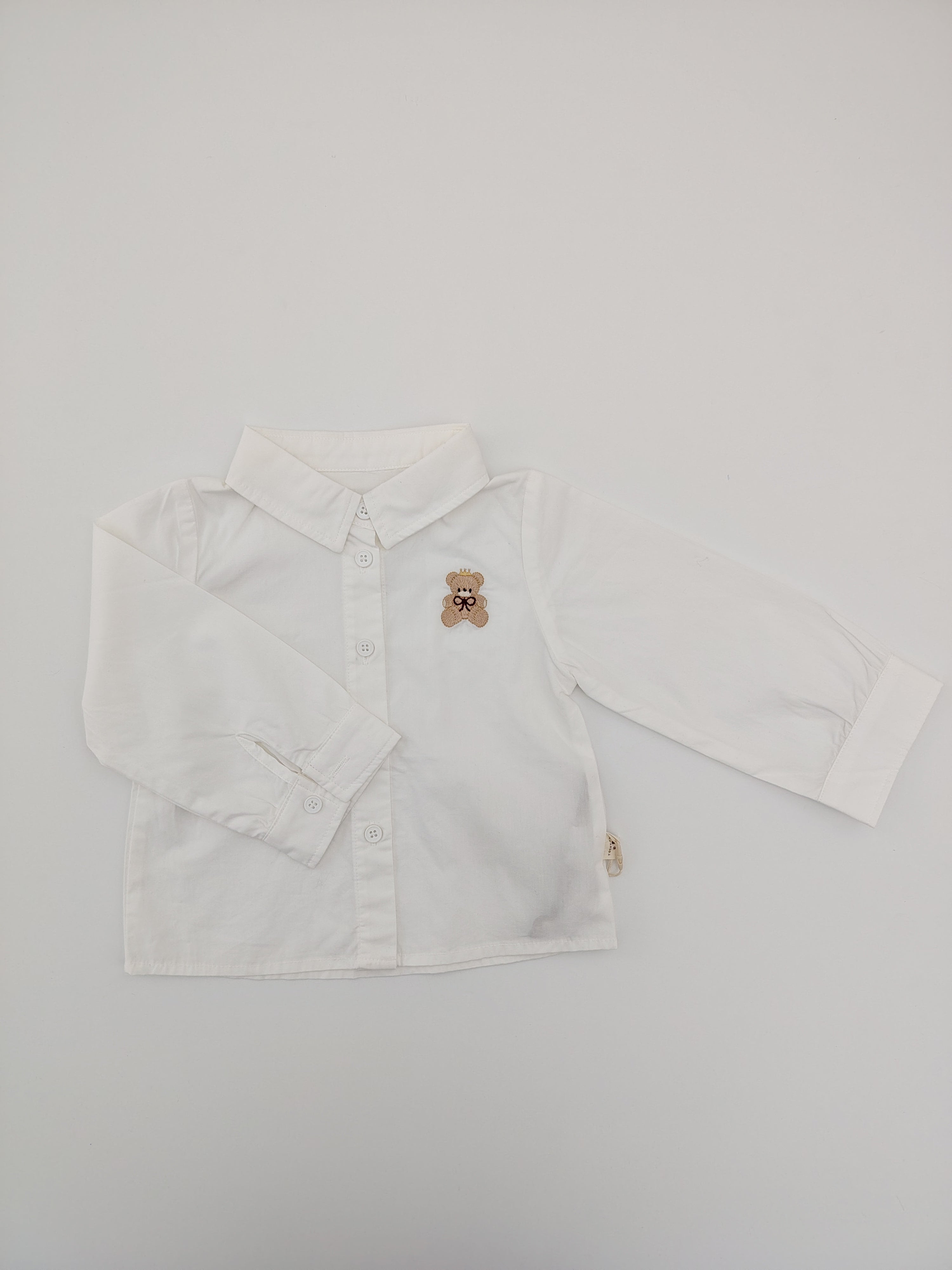 White Teddy Bear Shirt with Gray Noeud Papillon