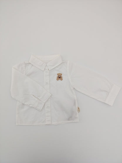 White Teddy Bear Shirt with Gray Noeud Papillon