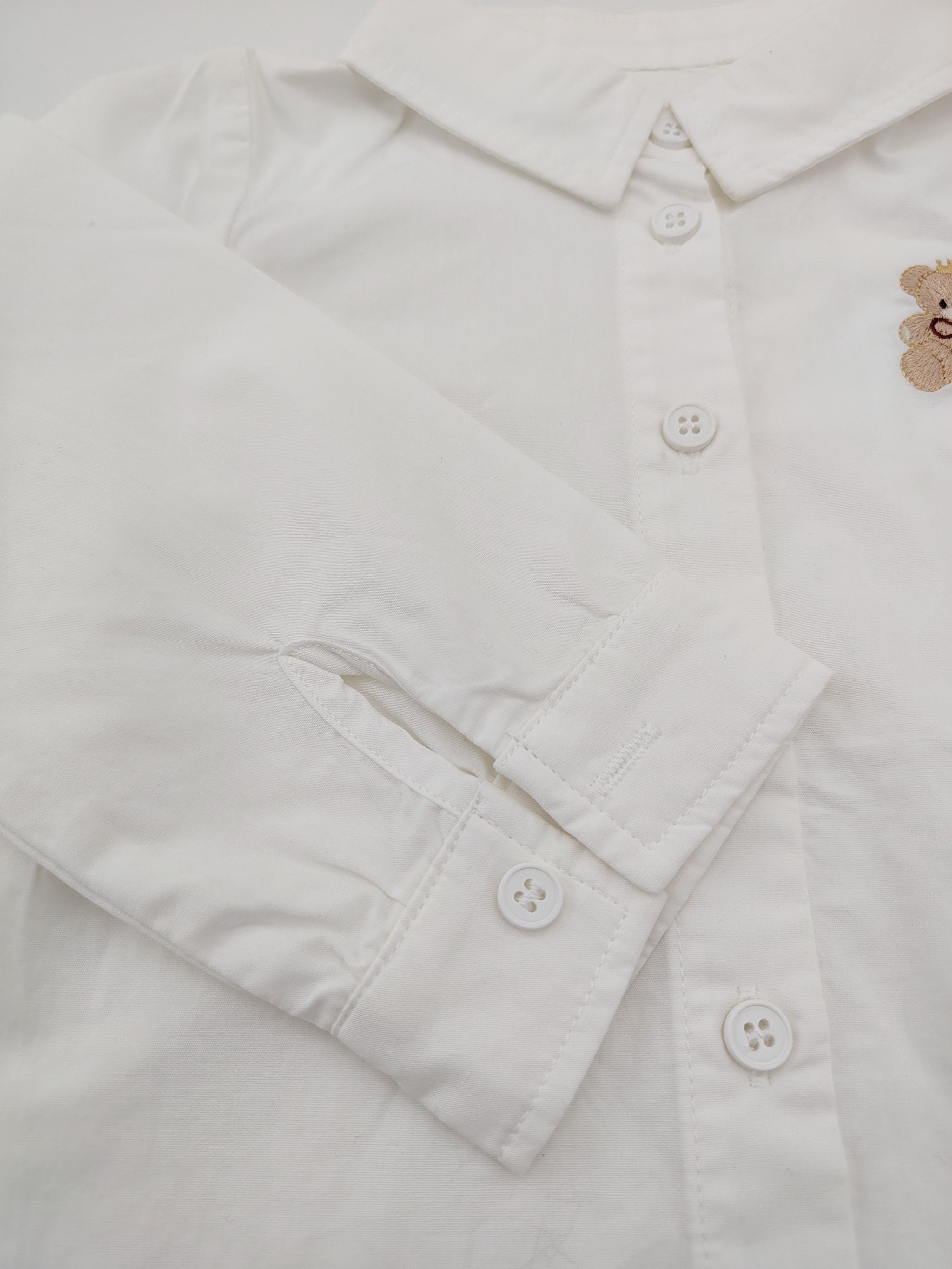 White Teddy Bear Shirt with Gray Noeud Papillon