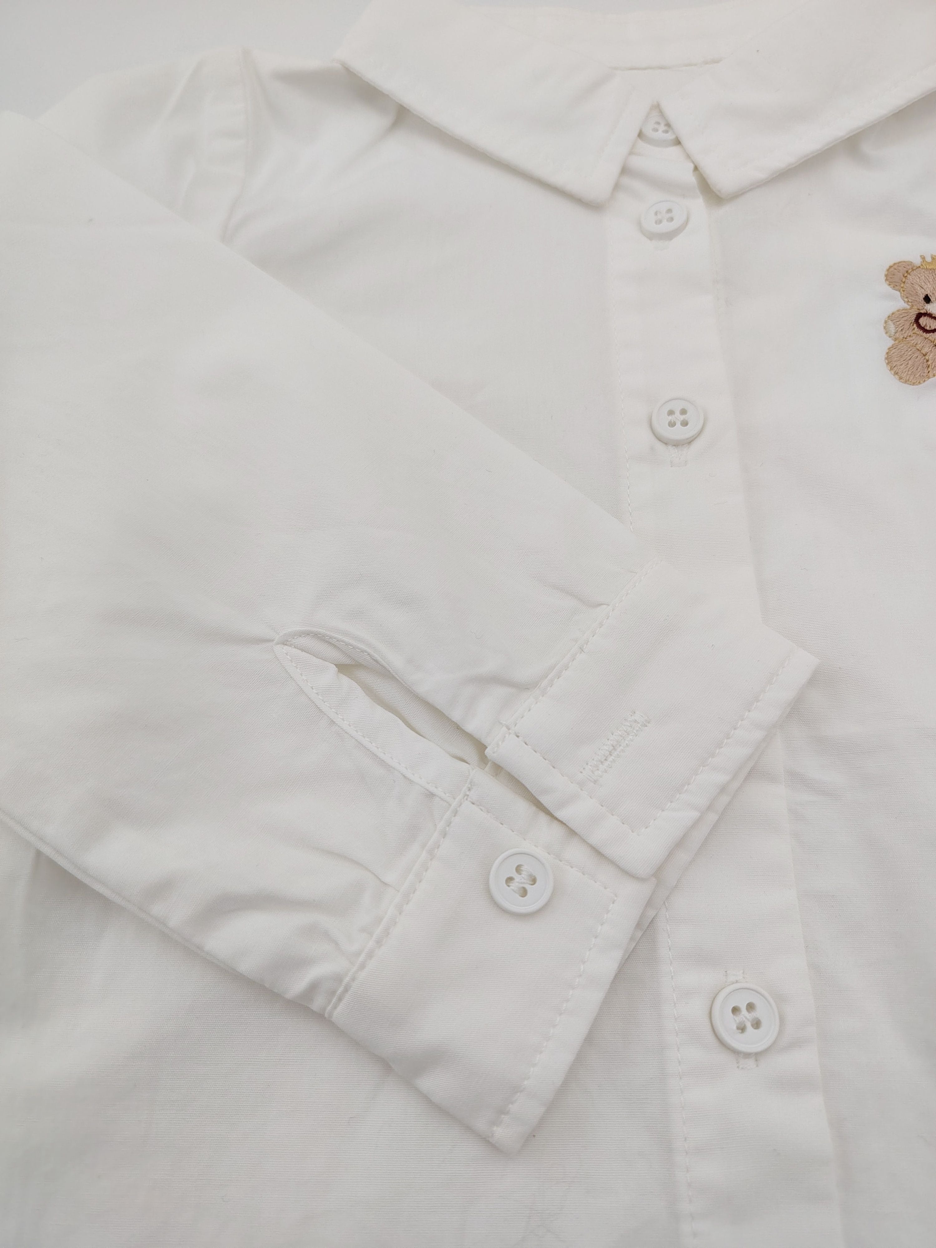 White Teddy Bear Shirt with Gray Noeud Papillon