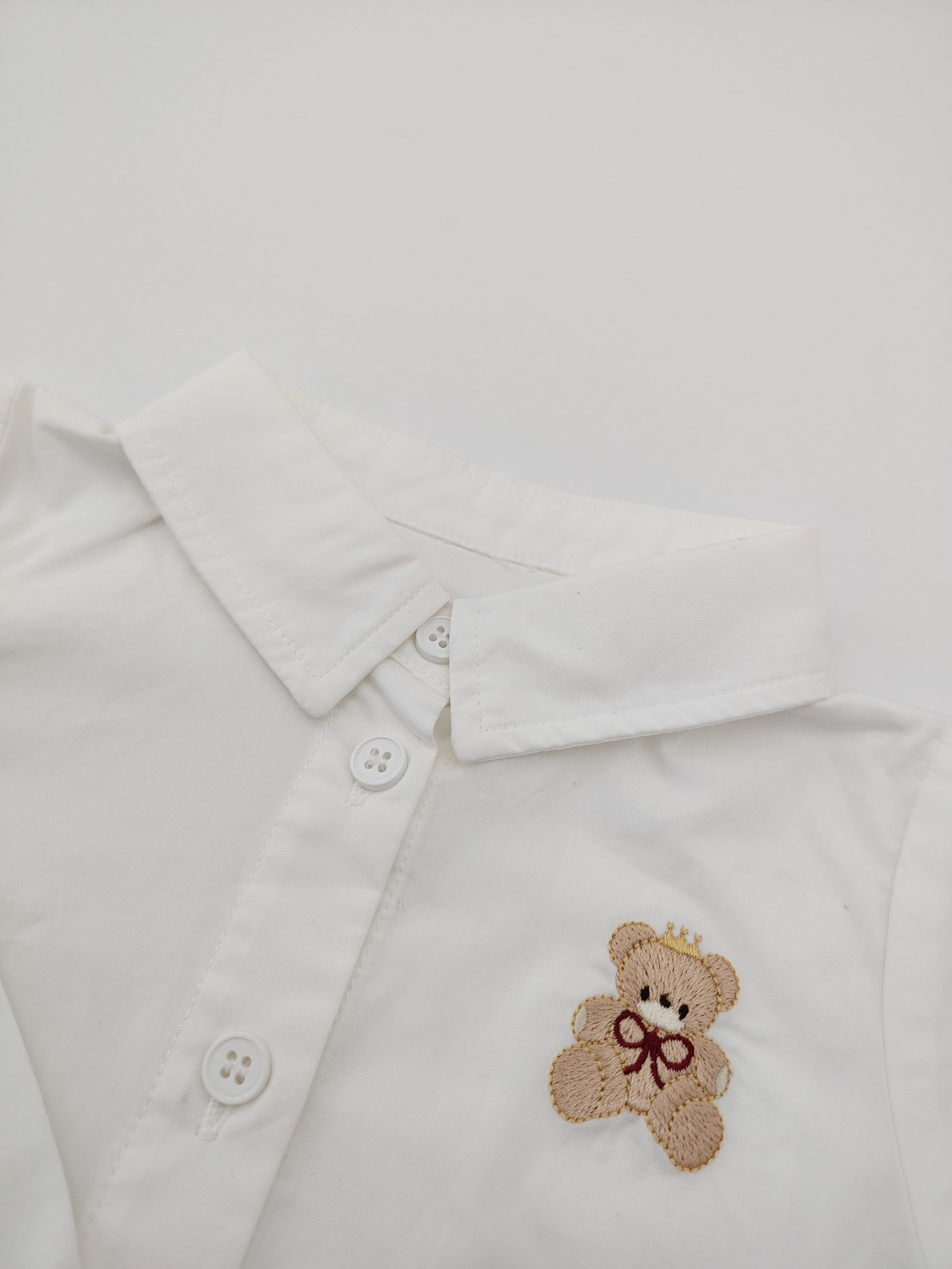 White Teddy Bear Shirt with Gray Noeud Papillon
