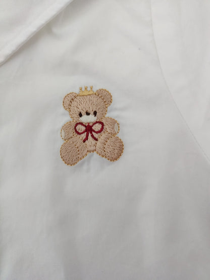 White Teddy Bear Shirt with Gray Noeud Papillon