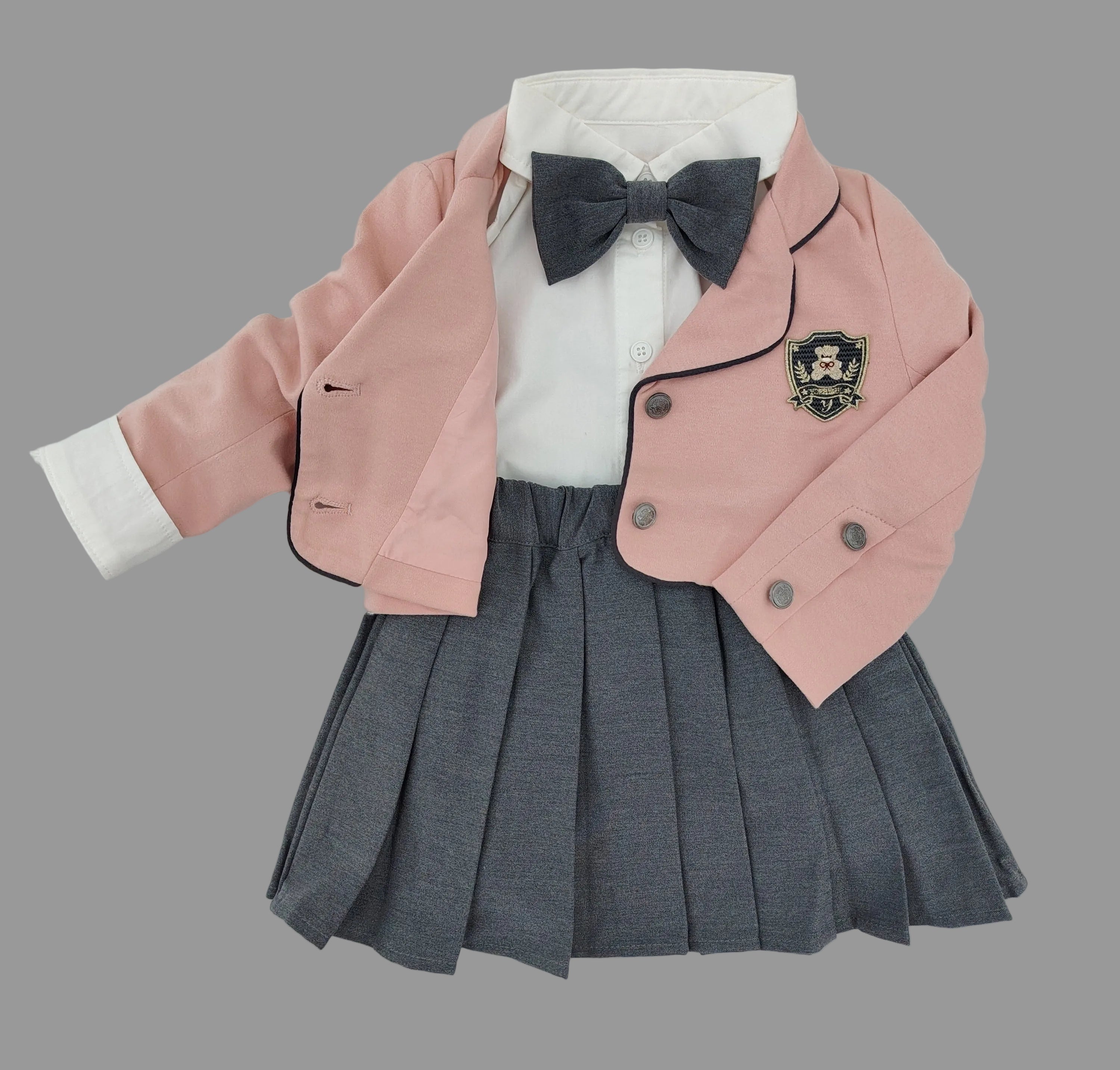 White Teddy Bear Shirt with Gray Noeud Papillon