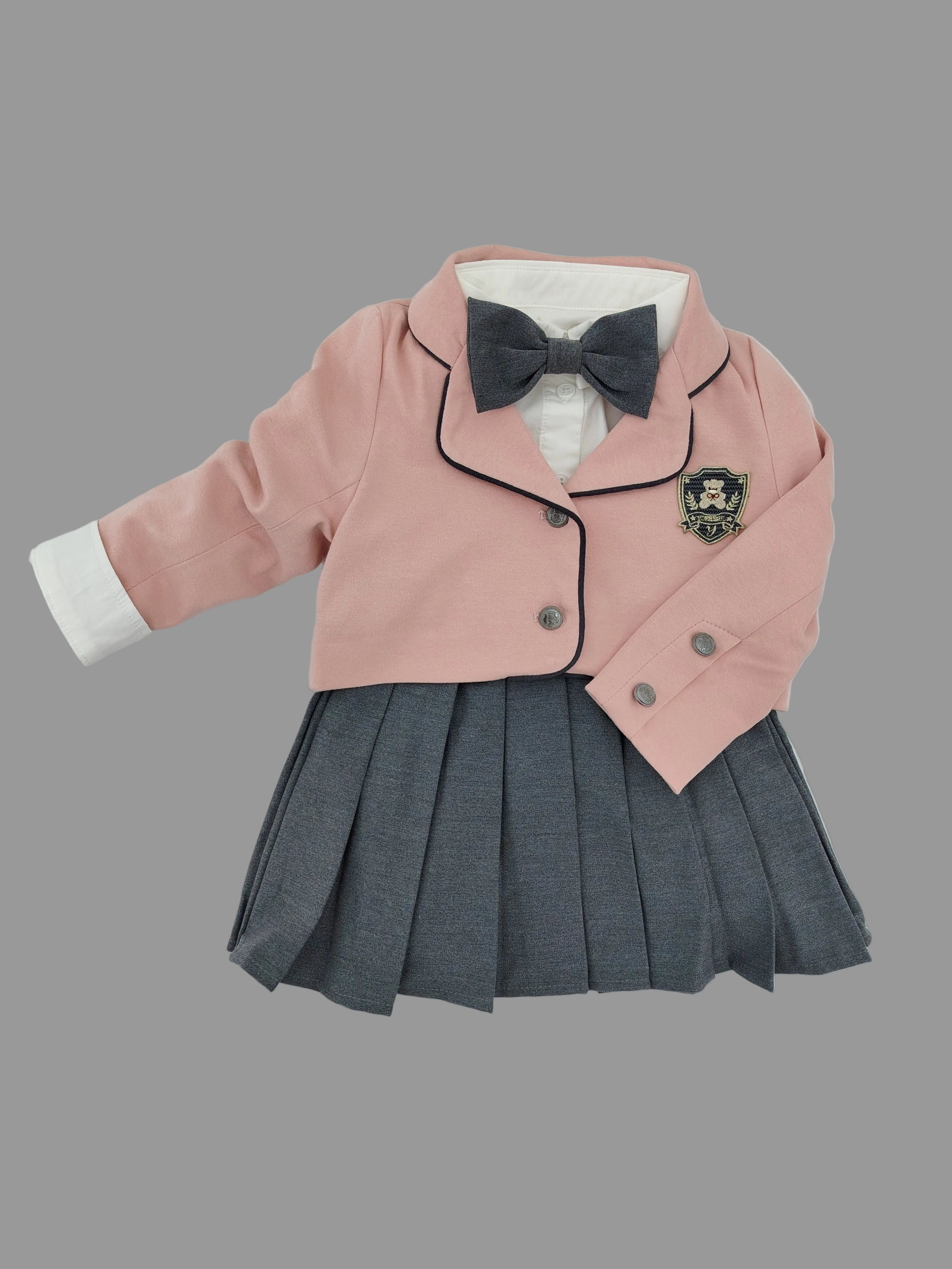 White Teddy Bear Shirt with Gray Noeud Papillon