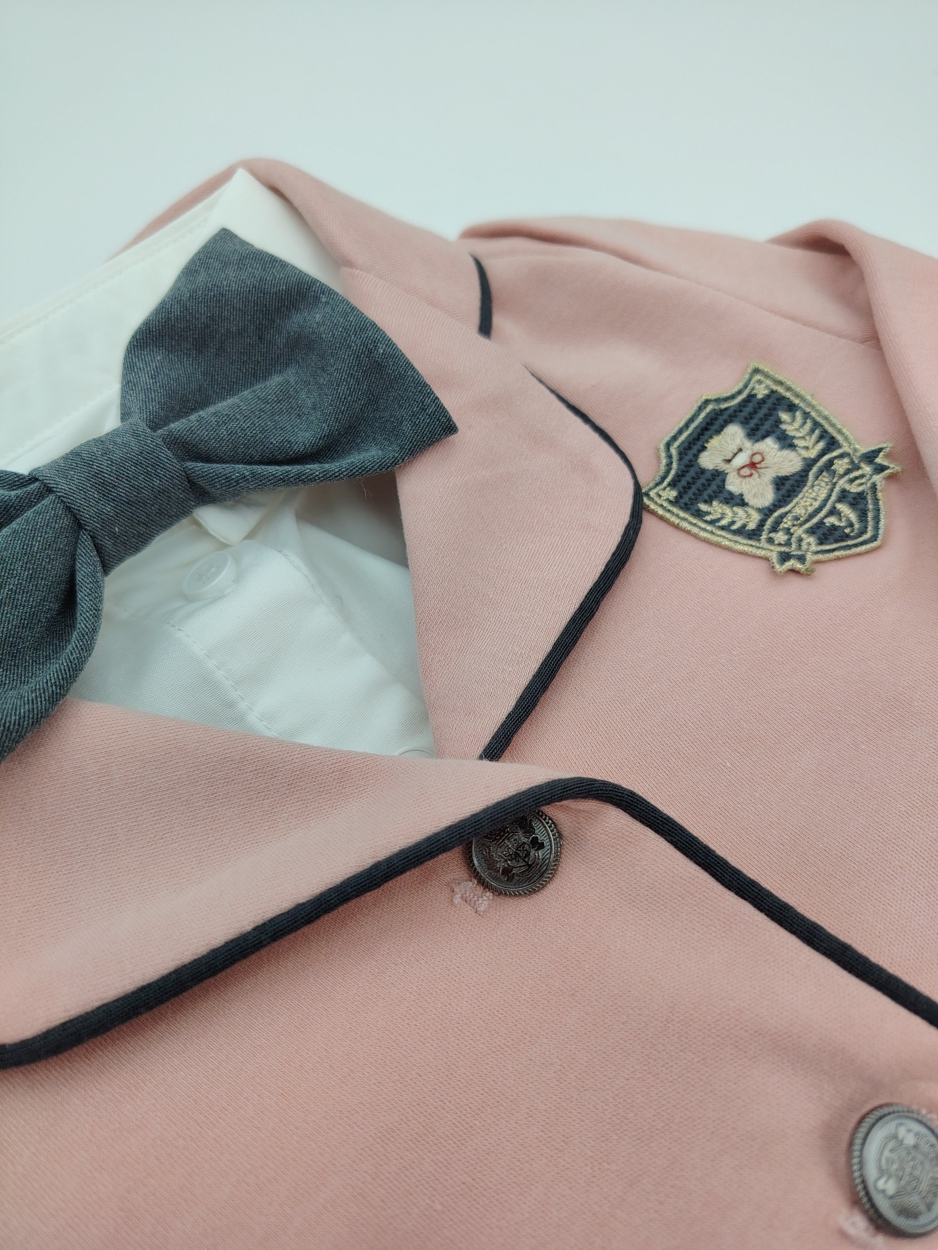 White Teddy Bear Shirt with Gray Noeud Papillon