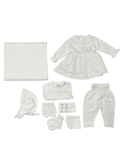 Off White Organic Crochet Dress Hospital Set 9 Pcs