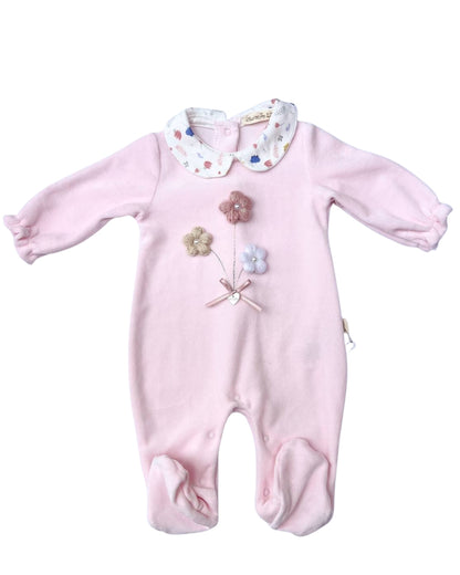 Flower Velvet Footed Overall