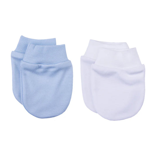 1 White 1 blue Organic Cotton Mittens