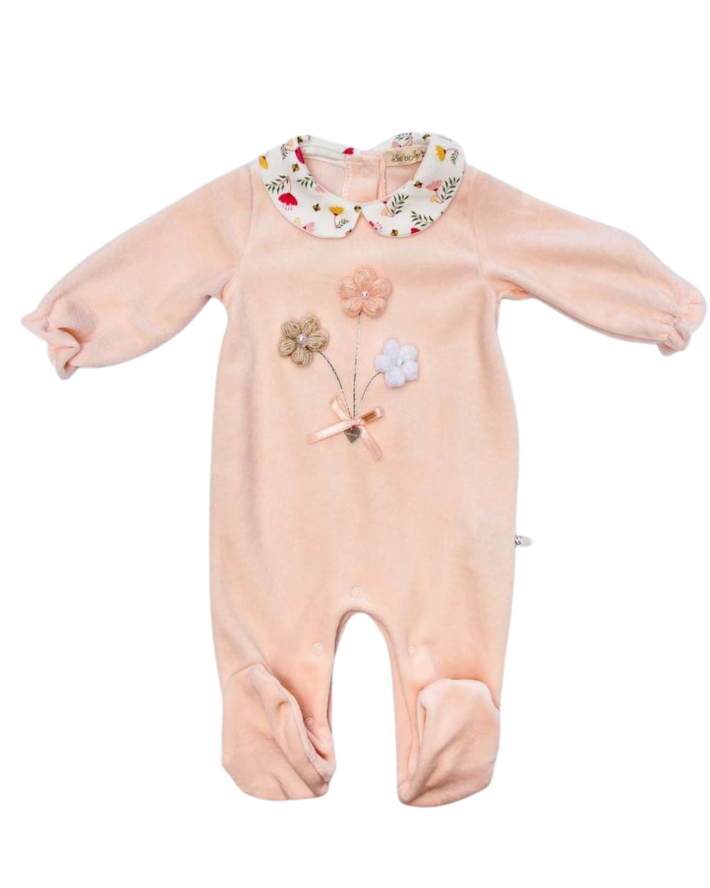 Flower Velvet Footed Overall