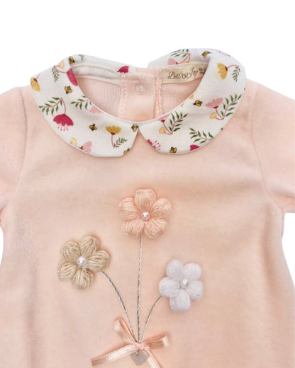 Flower Velvet Footed Overall