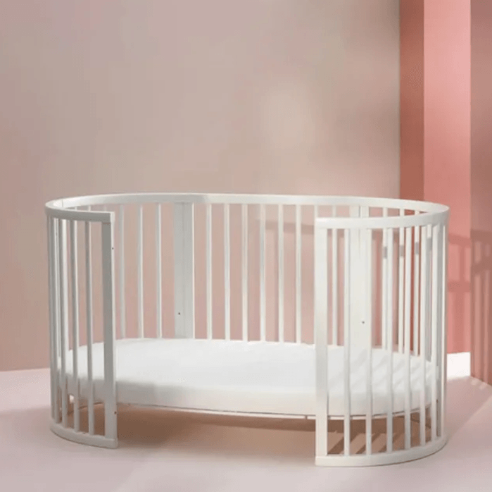 3 in 1 White Oval Wooden Bed - La Farandole Paris