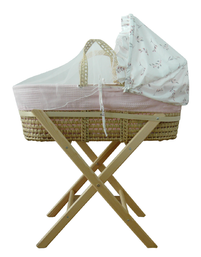 Light Pink Moses Baby Bassinet/Basket With Rocking Stand