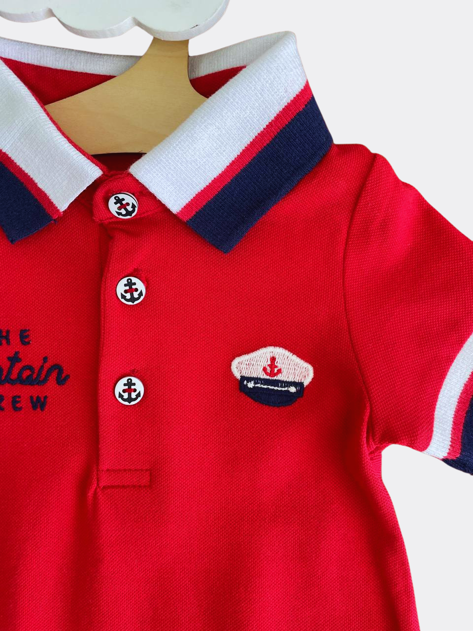 Red And Navy Blue Marin Polo Overall