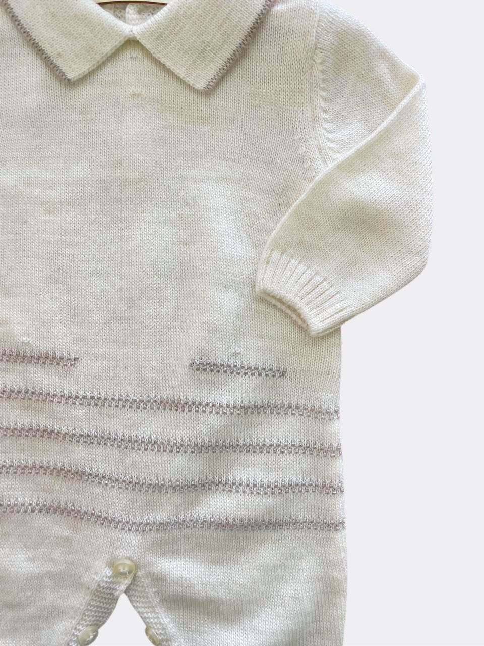 Off White Stripped Organic Wool Polo Overall