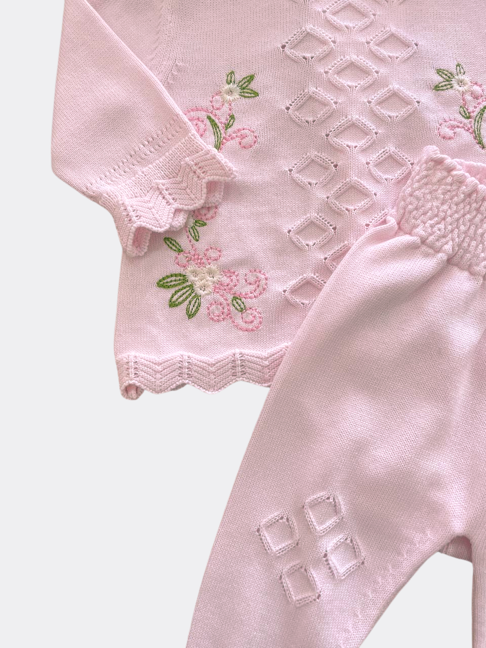 Pink And White Embroidered Set 2 Pcs