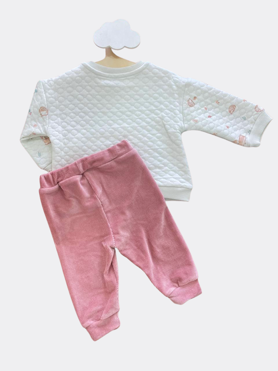 Off White And Pink Capitone Pyjama