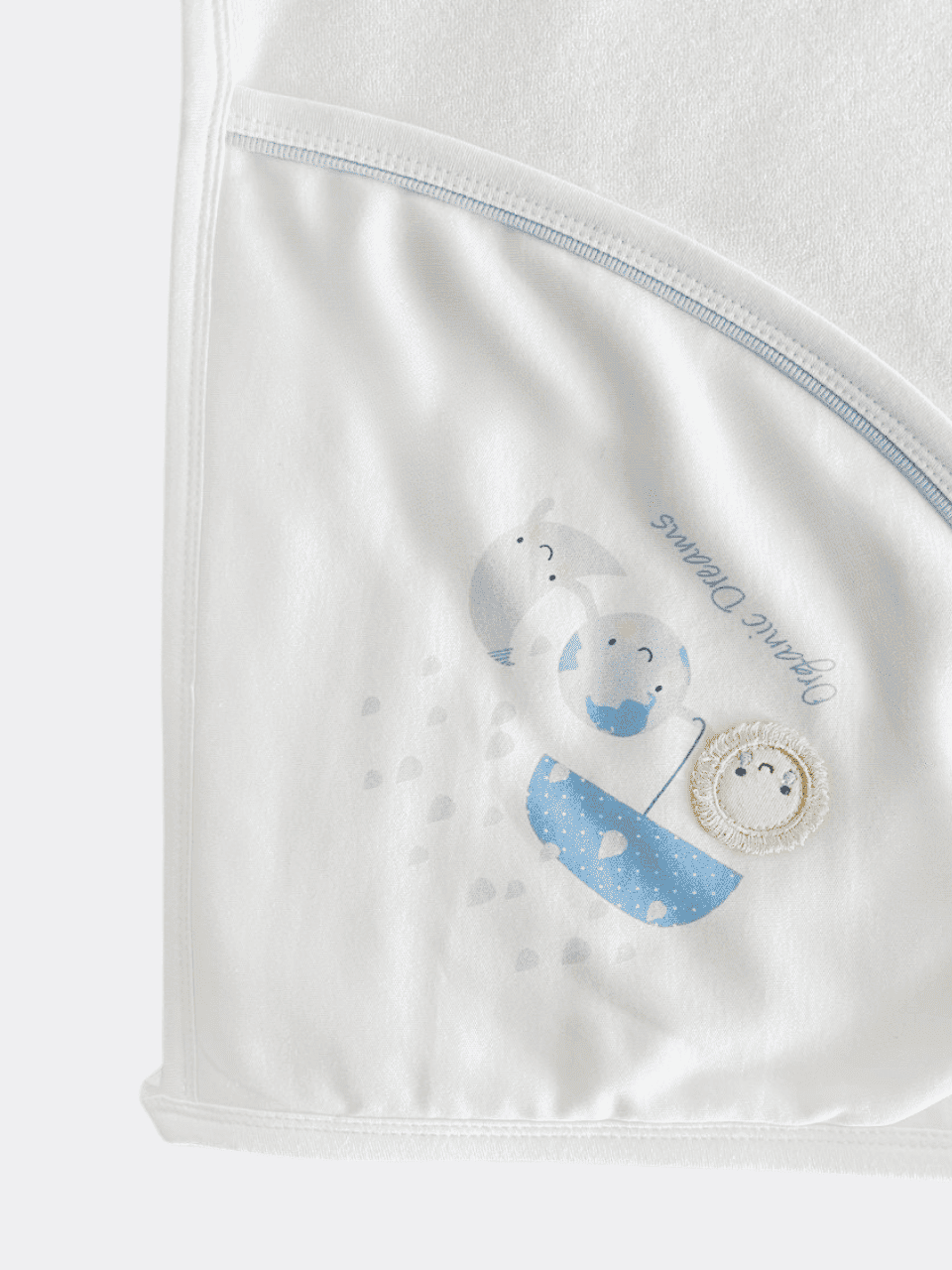 Blue/Pink Organic Cotton Hooded Towel - La Farandole Paris